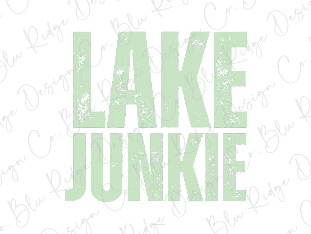 a green and white sign that says lake junkie