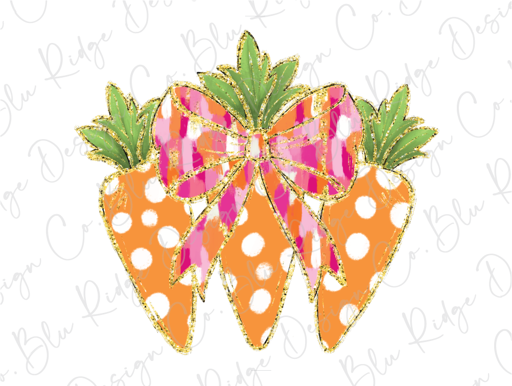 an orange and pink bow with polka dots on it
