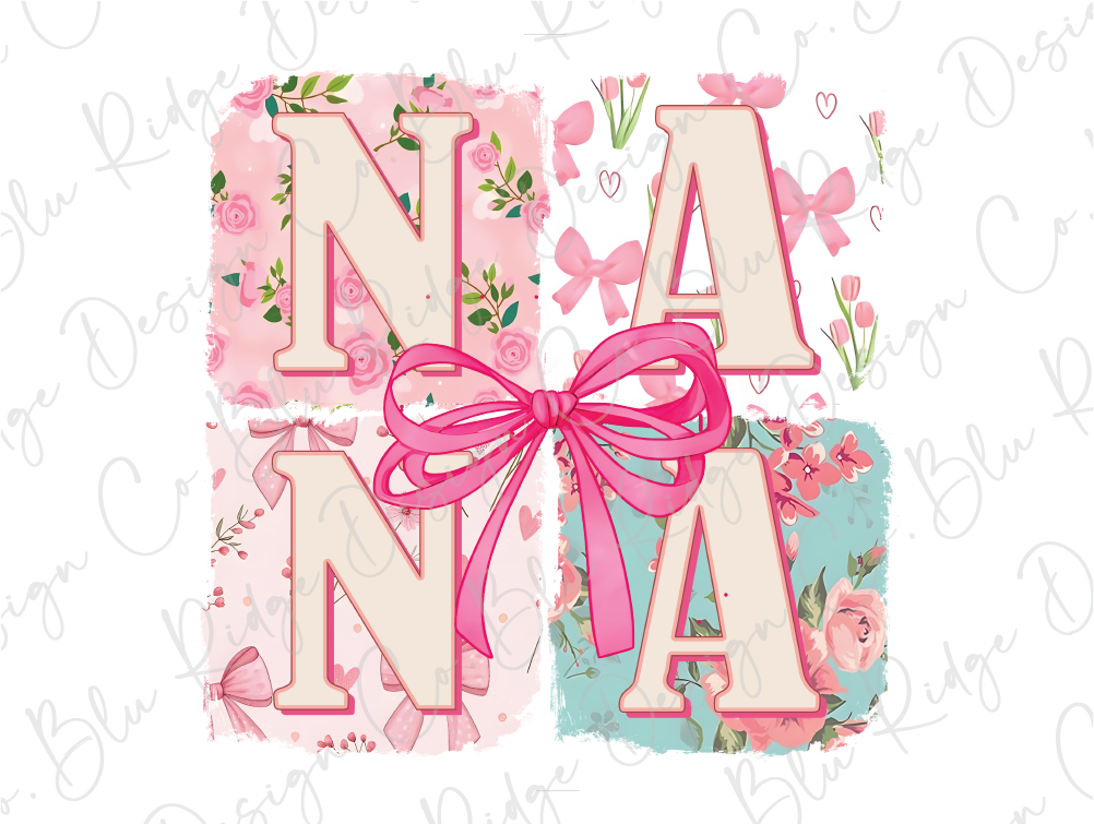 a pink bow is tied around the letters a and a