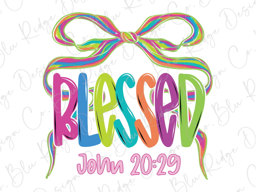 a colorful and vibrant design with the text "Blessed" prominently displayed.