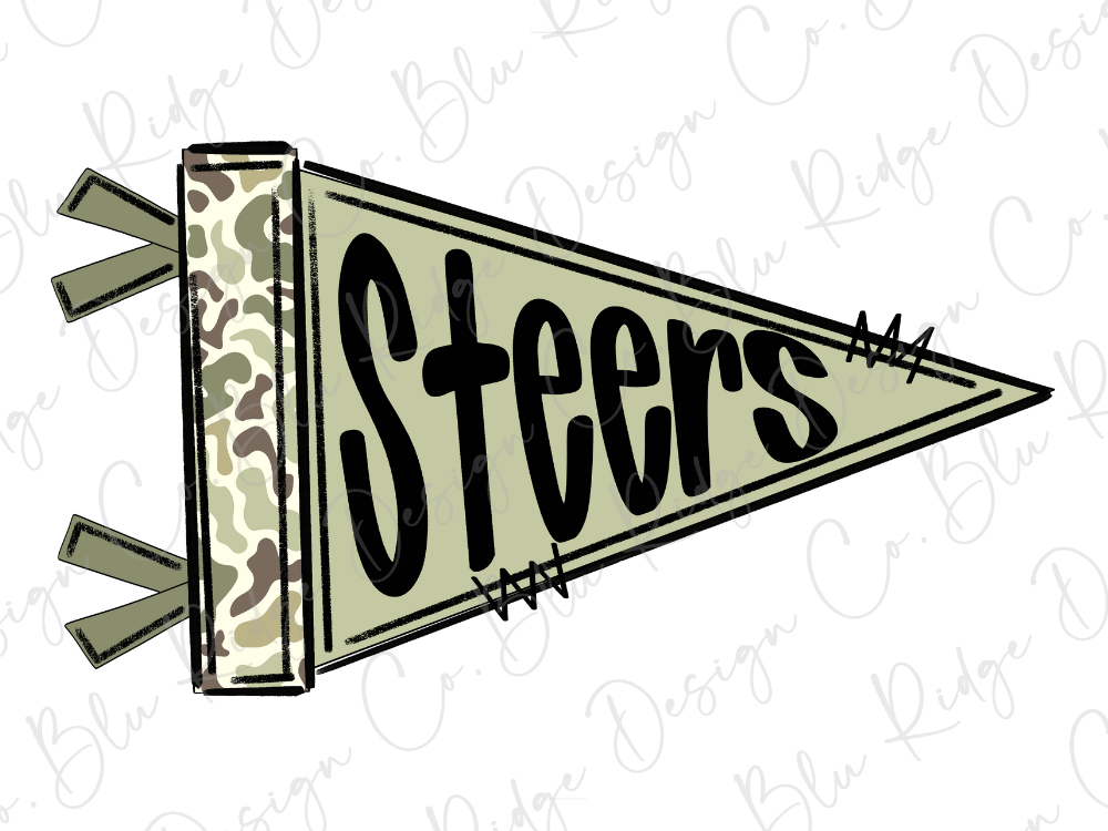 A flag with the word "Steers" written on it in a stylized font.