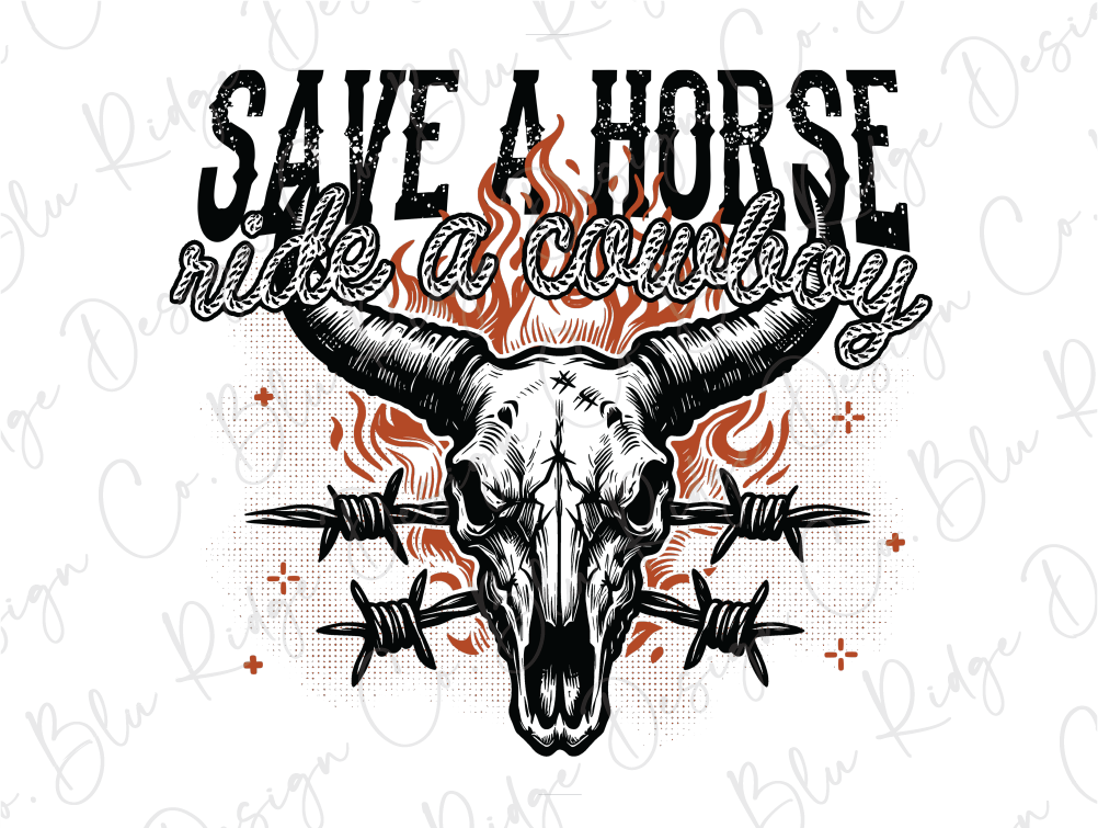 a bull skull with barbed wire around it