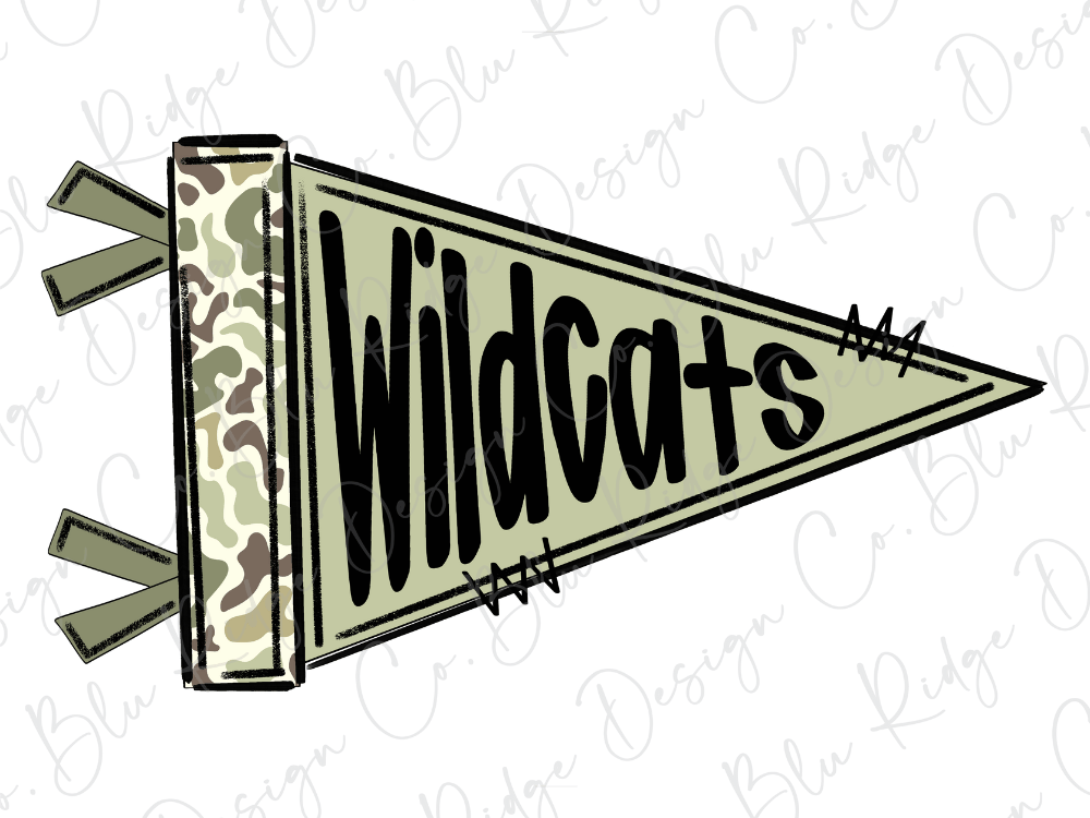 A flag with the word "Wildcats" written on it in a stylized font.