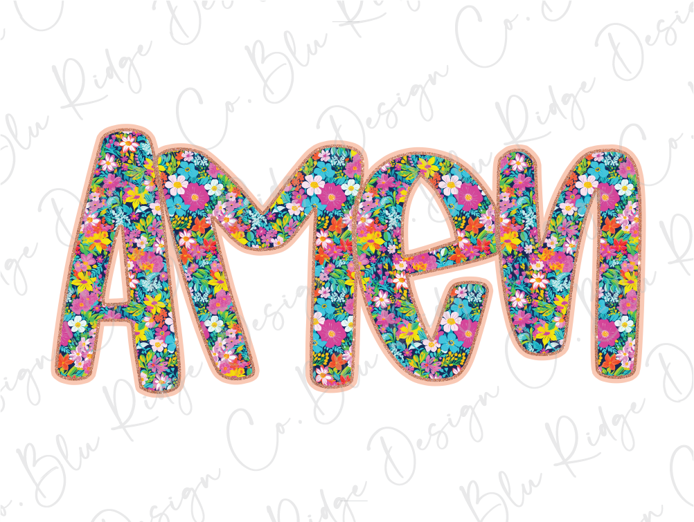 the word amen is made up of colorful flowers