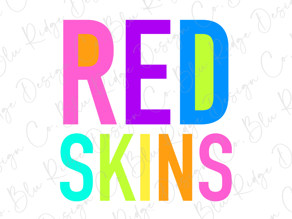 the text "RED SKINS" in a large, colorful font.