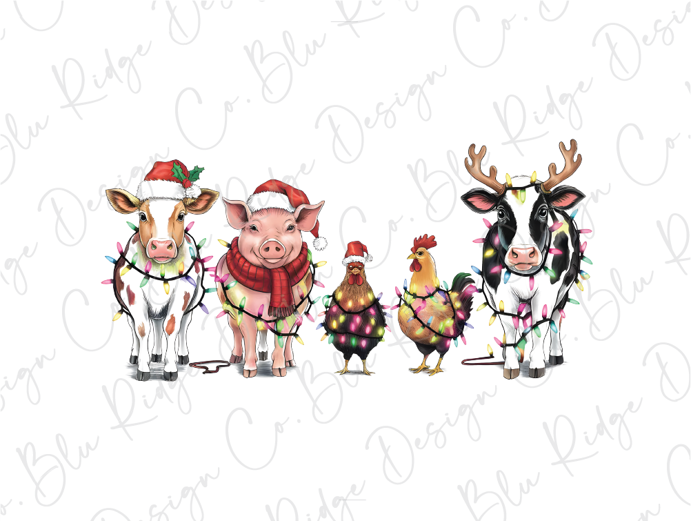 Farm Animals Christmas Graphic T-Shirt