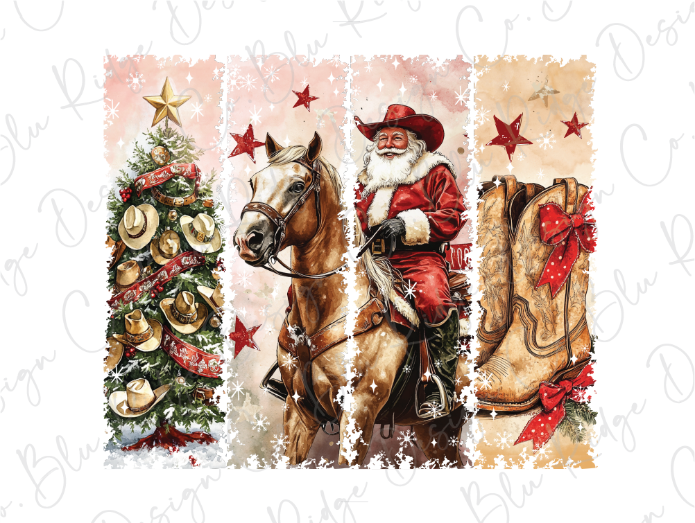 Retro Vintage Santa Cowboy Graphic T-Shirt