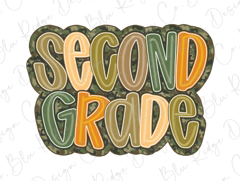 the words second grade are made up of different colors