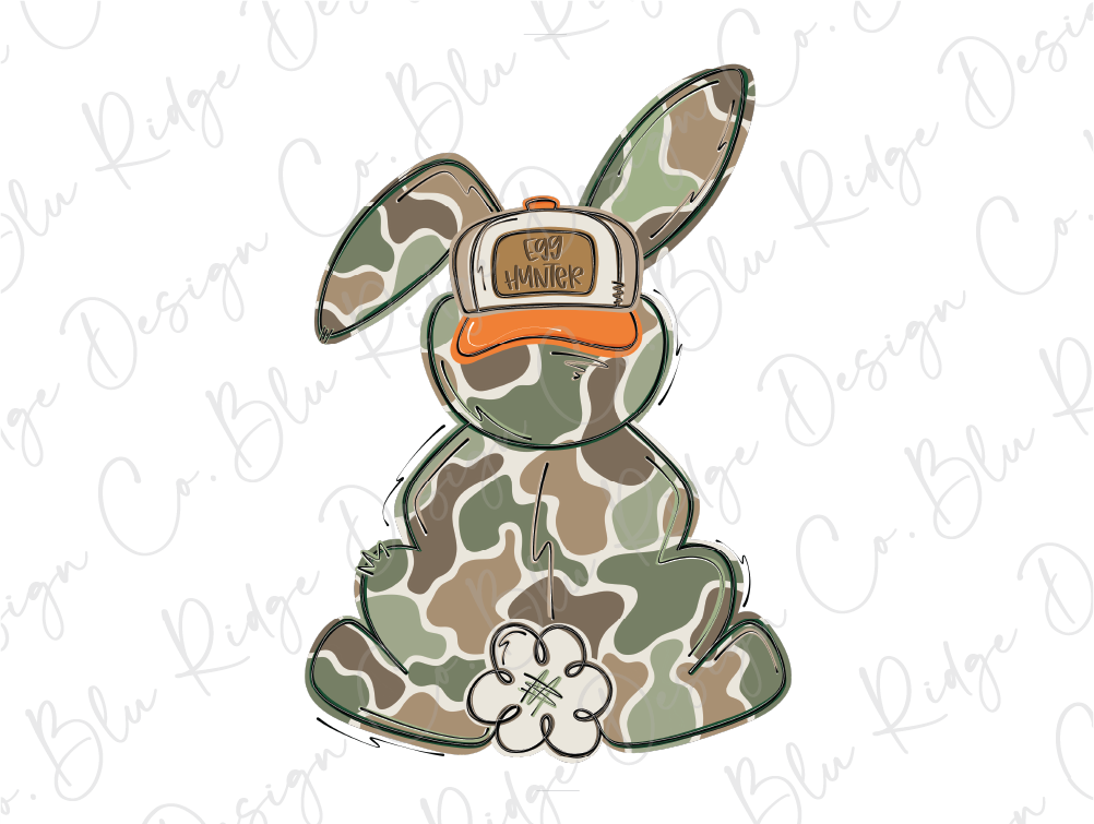 a digital drawing of a camo bunny wearing a hat