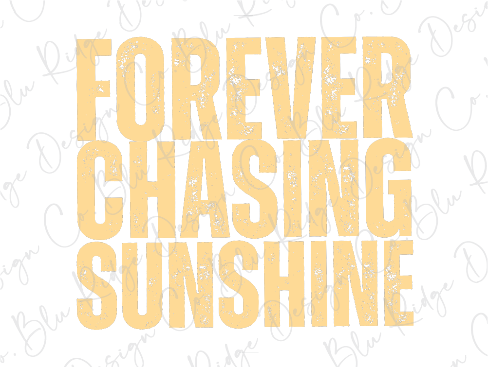 the words forever, chasing, and sunshine on a white background