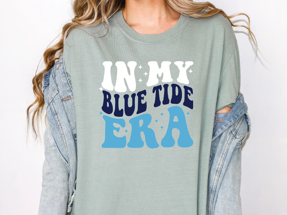 In My Blue Tide Era Stacked Wavy Retro Trendy Design Graphic T-Shirt