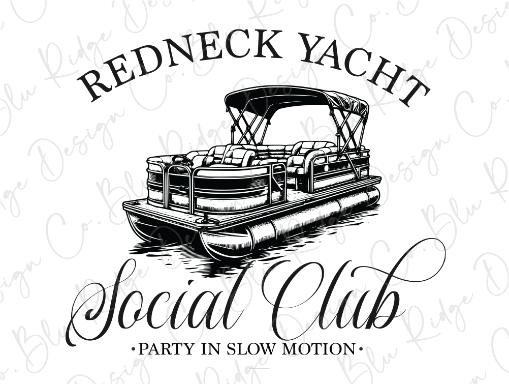 a boat with the words redneck yacht social club on it