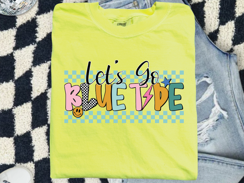 Checkered Retro Long County Schools Graphic T-Shirt