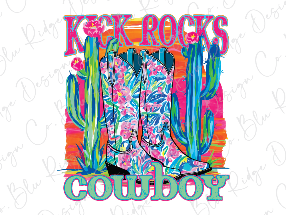 a pair of cowboy boots with a cactus background