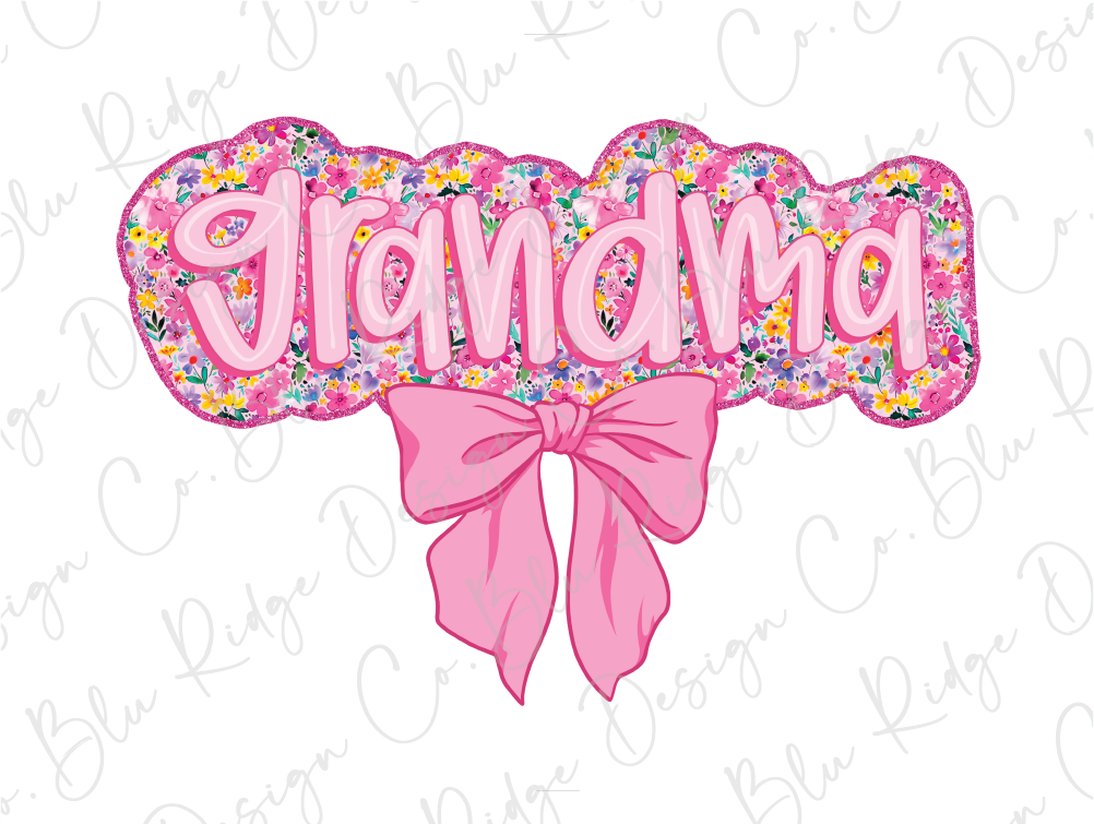 a pink bow with the word grandma on it