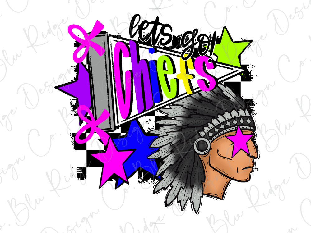 a colorful and stylized depiction of a Native American headdress, surrounded by various geometric shapes and patterns in shades of pink, purple, blue, and green.