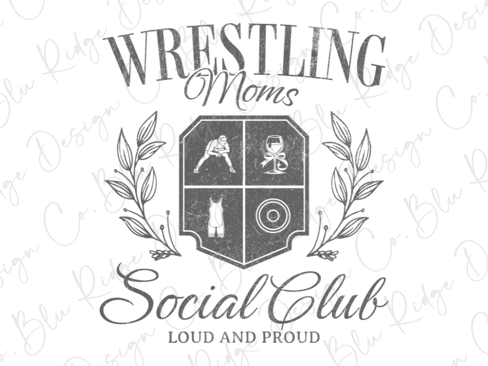 a logo for a wrestling mom's social club, which is described as " Loud and proud".