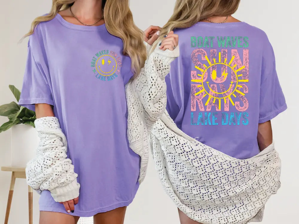 two women wearing purple shirts and white gloves