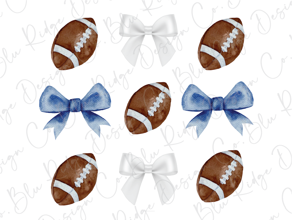 a set of four footballs with bows