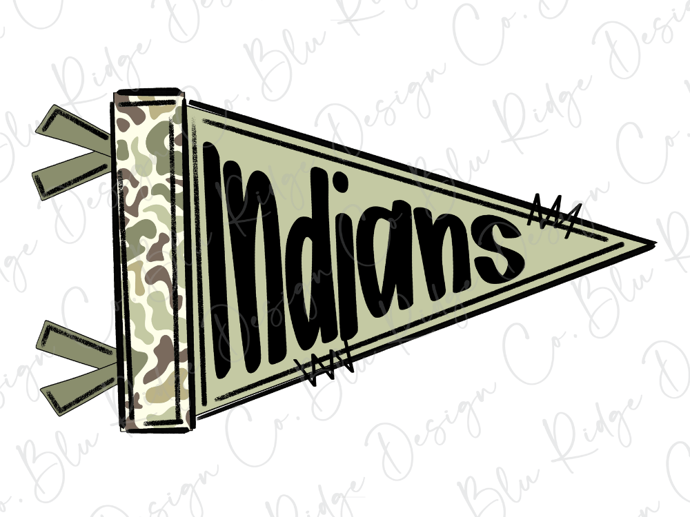 A flag with the word "Indians" written on it in a stylized font.