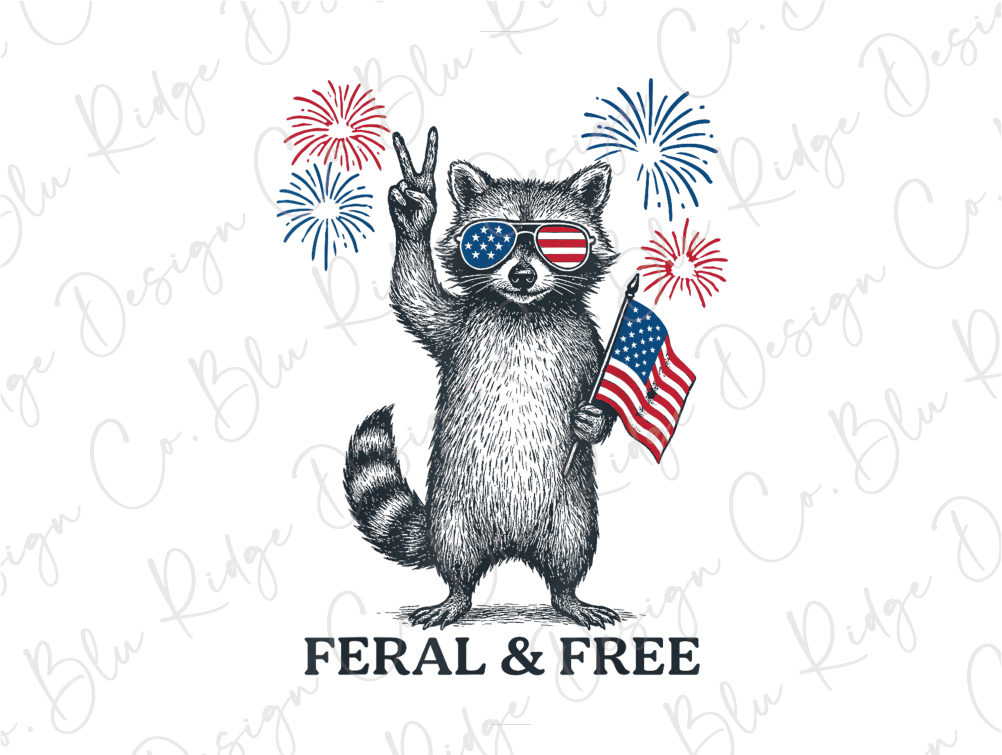 a raccoon wearing sunglasses and holding an american flag