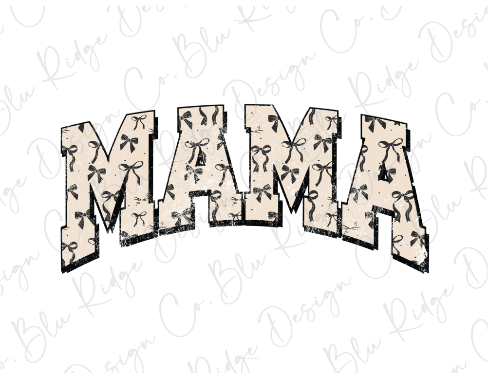 the word mam is made up of letters with bows