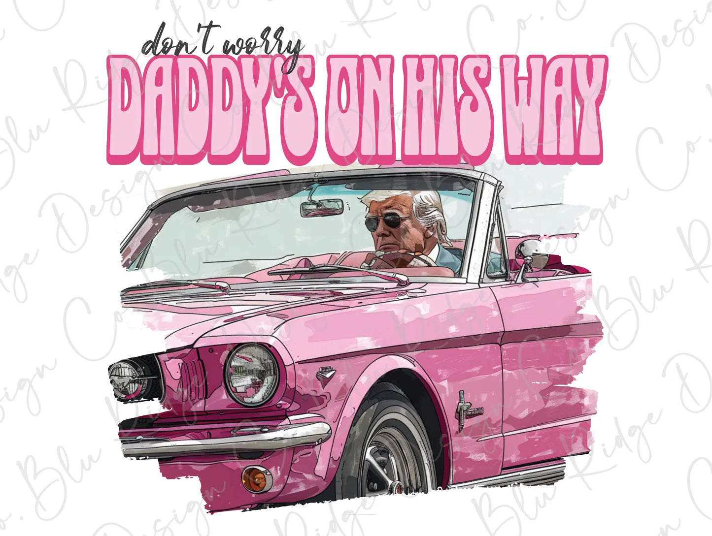 a drawing of a dog driving a pink car