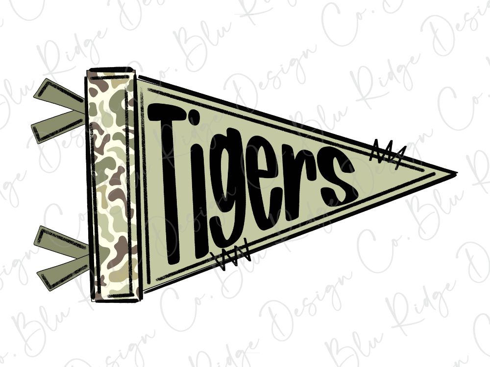 A flag with the word "Tigers" written on it in a stylized font.