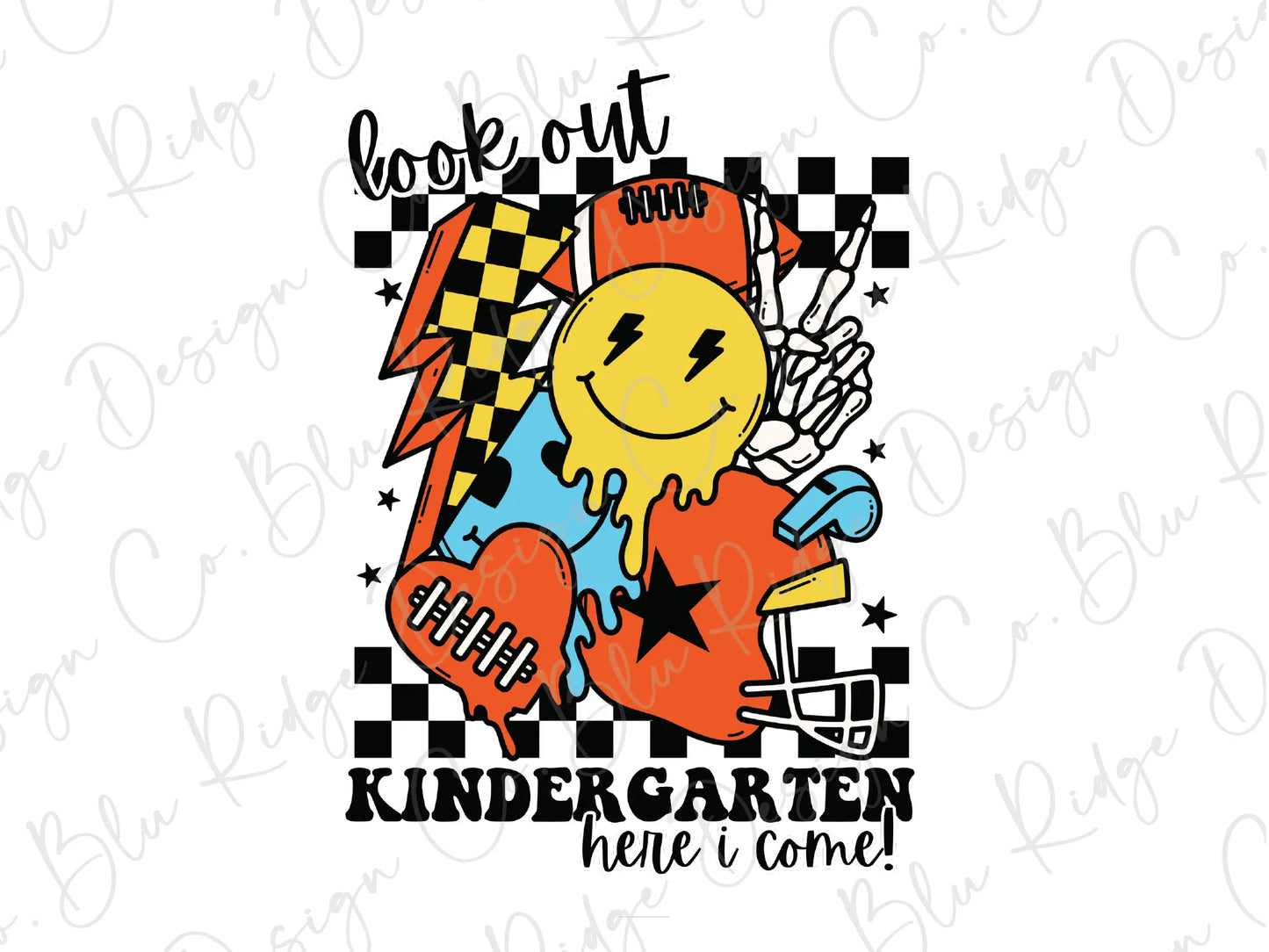 a cartoon character with a guitar and checkered background