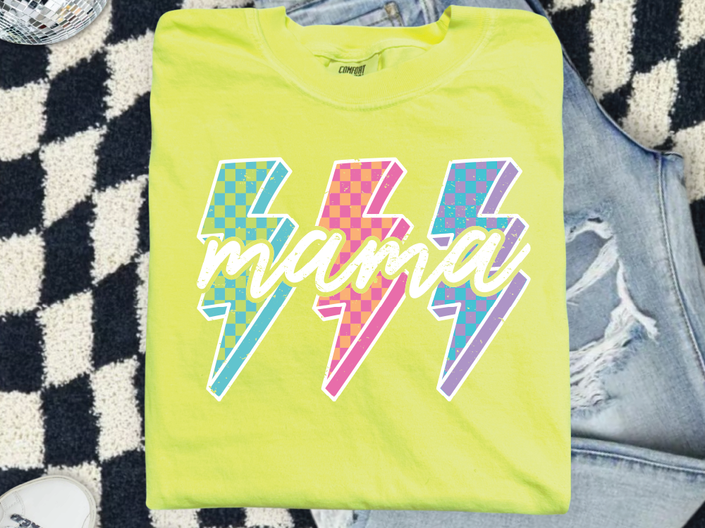a neon green shirt with the word mama on it