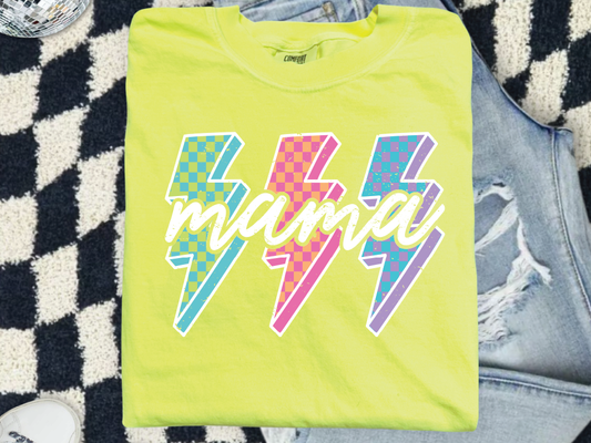 a neon green shirt with the word mama on it