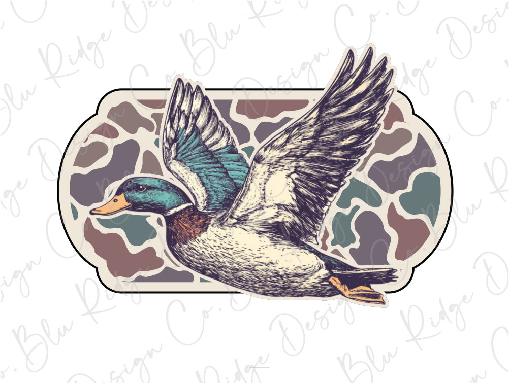 a drawing of a duck flying in the air
