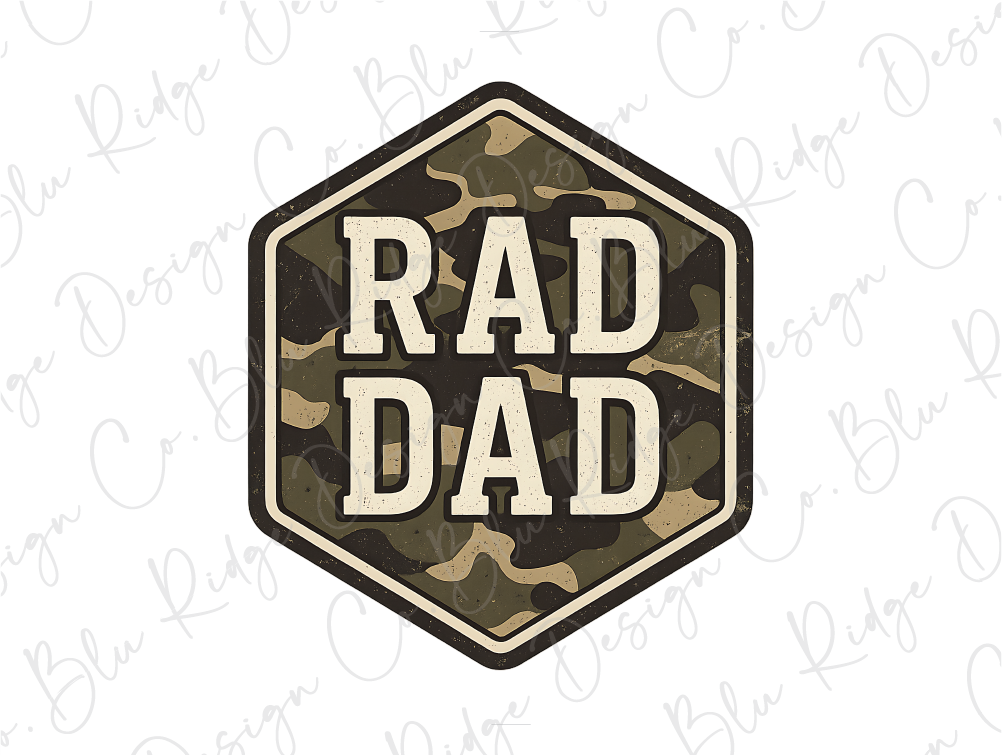 a sticker with the words rad dad on it