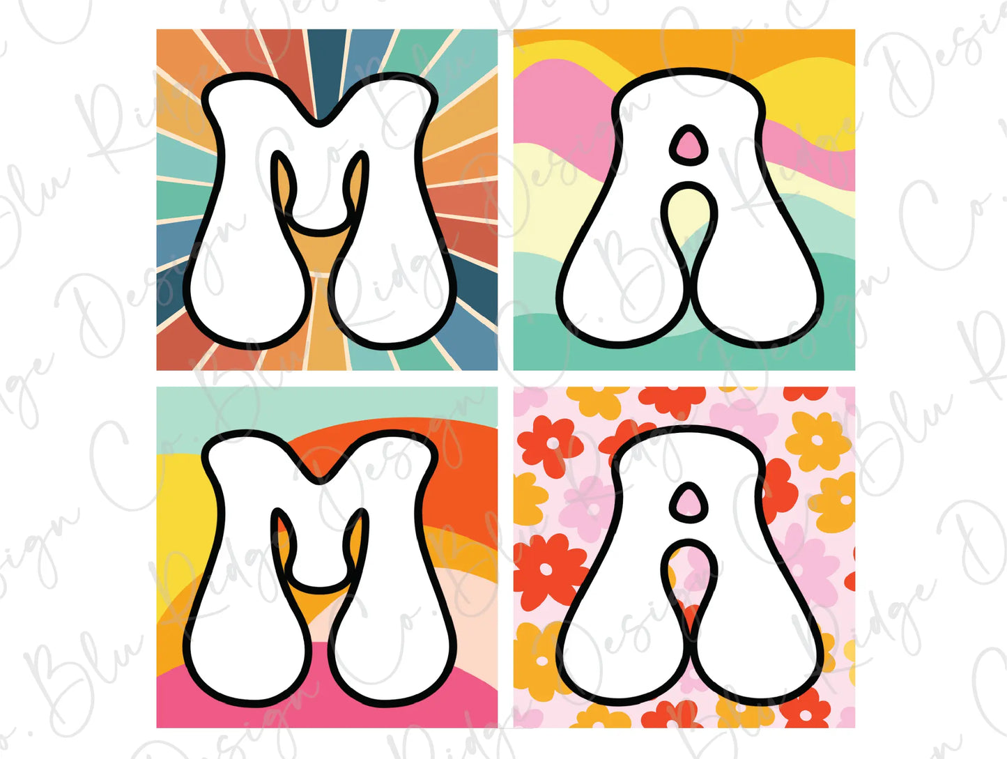 four different shapes of a letter m