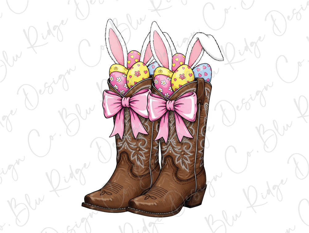 a pair of cowboy boots with pink bows