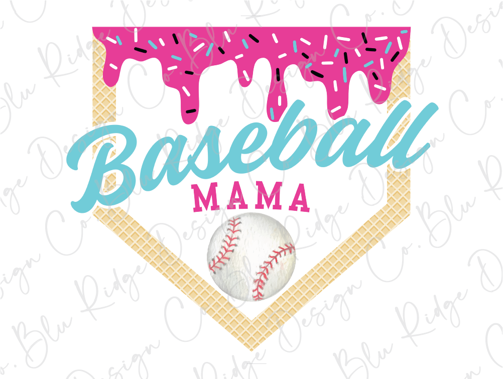 a baseball and a baseball mitt with the words baseball mama on it