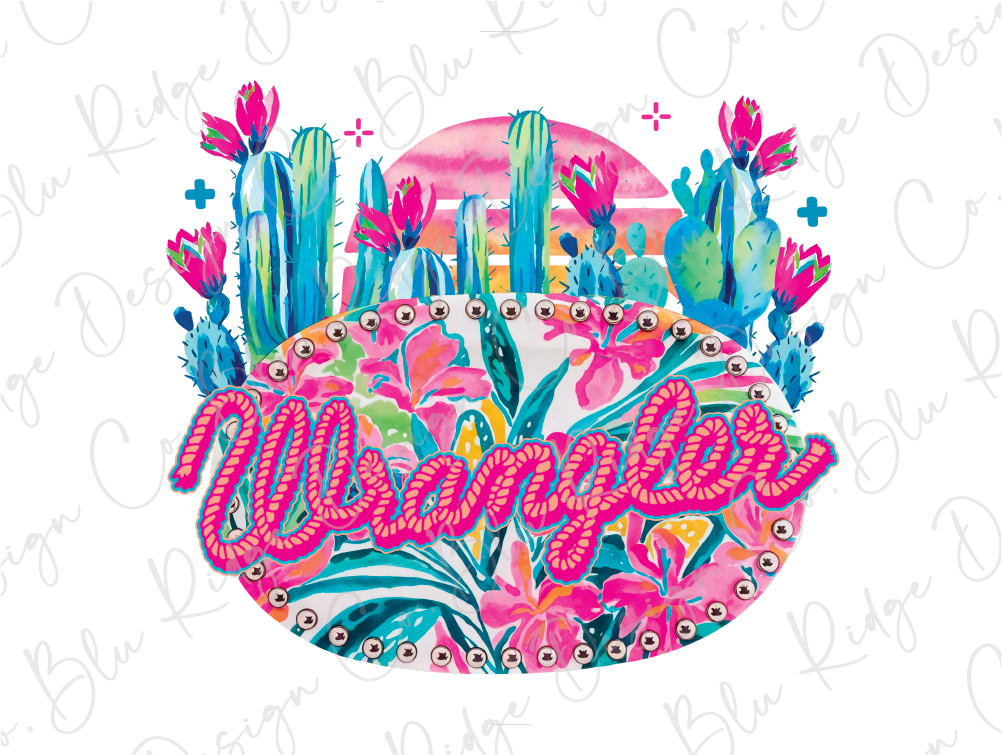 a colorful illustration of a cactus with the word welcome