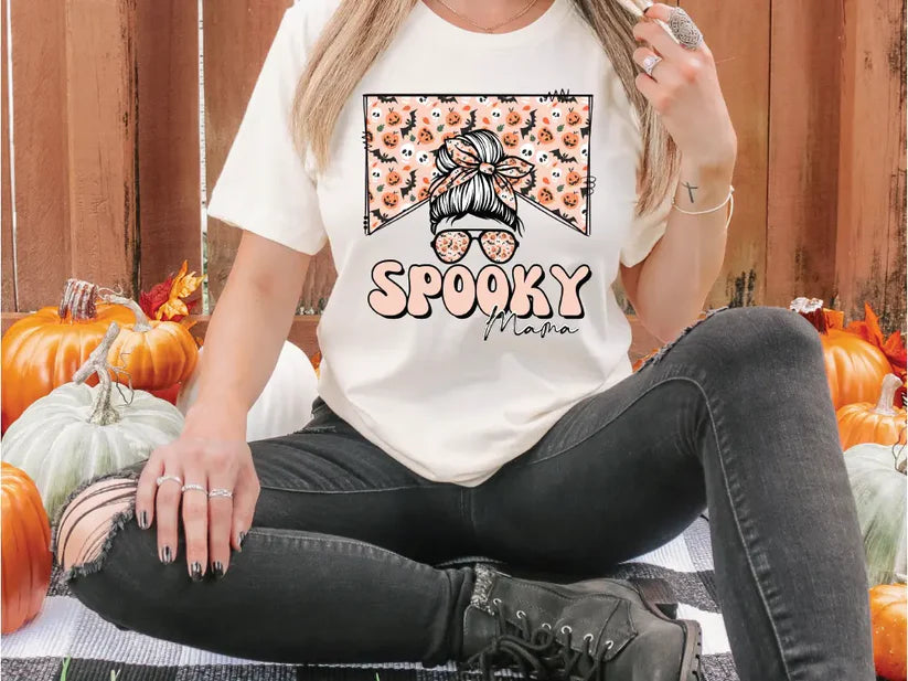Spooky Mama Halloween Design Graphic T-Shirt