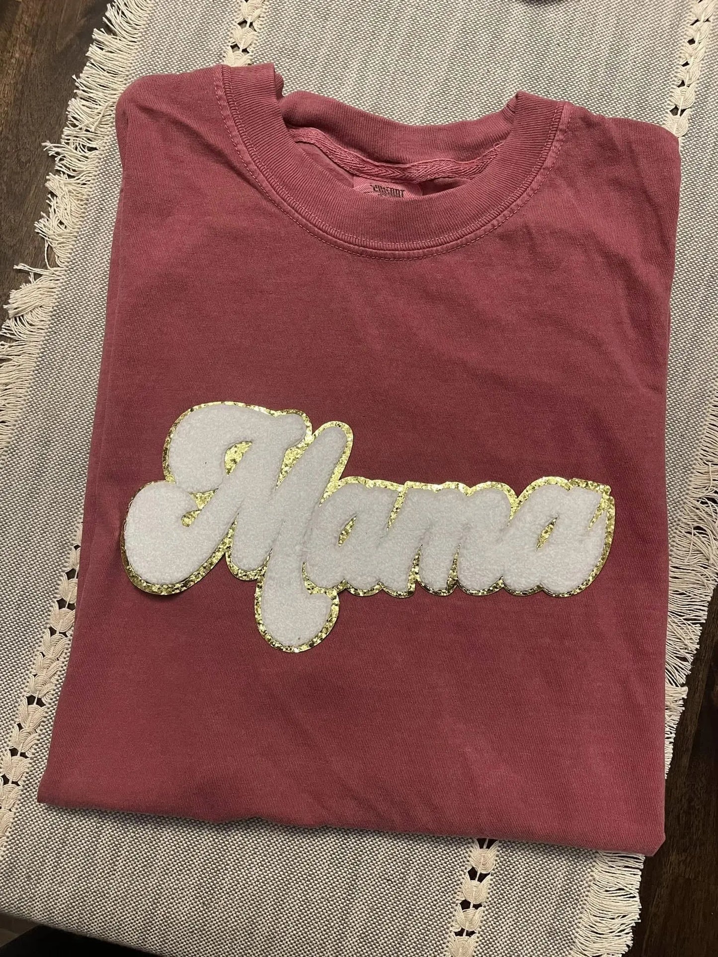 Mama White/Gold Chenille Patch Blu Ridge Design Co