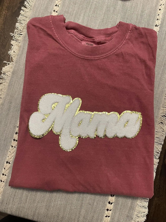 Mama White/Gold Chenille Patch Blu Ridge Design Co