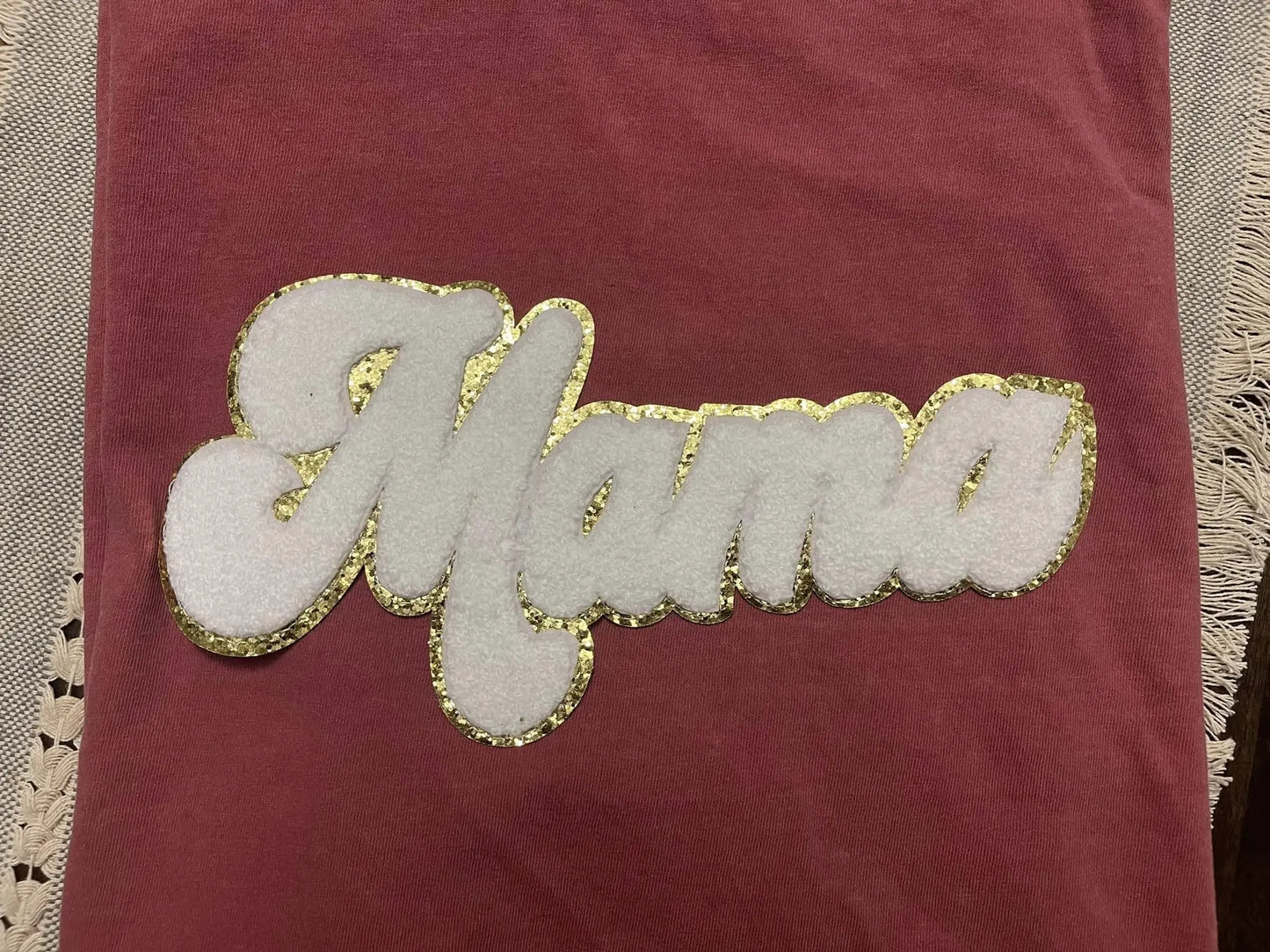Mama White/Gold Chenille Patch Blu Ridge Design Co