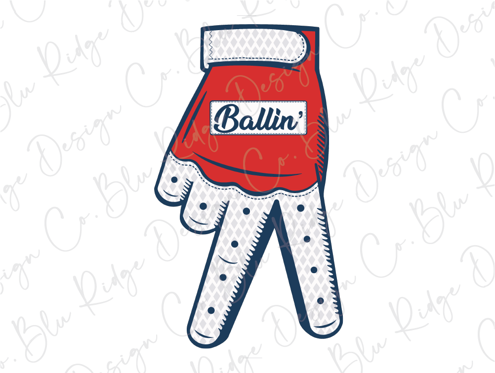 a pair of red and white gloves with the word ballin on it