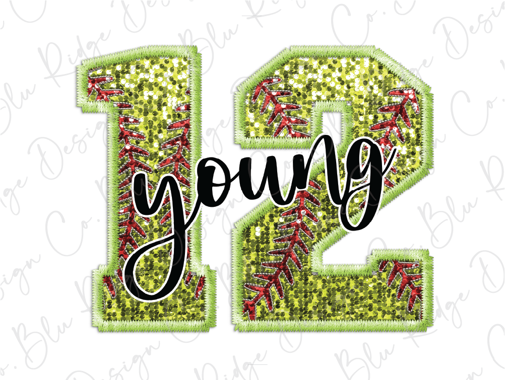 a green and red number two with the word young on it