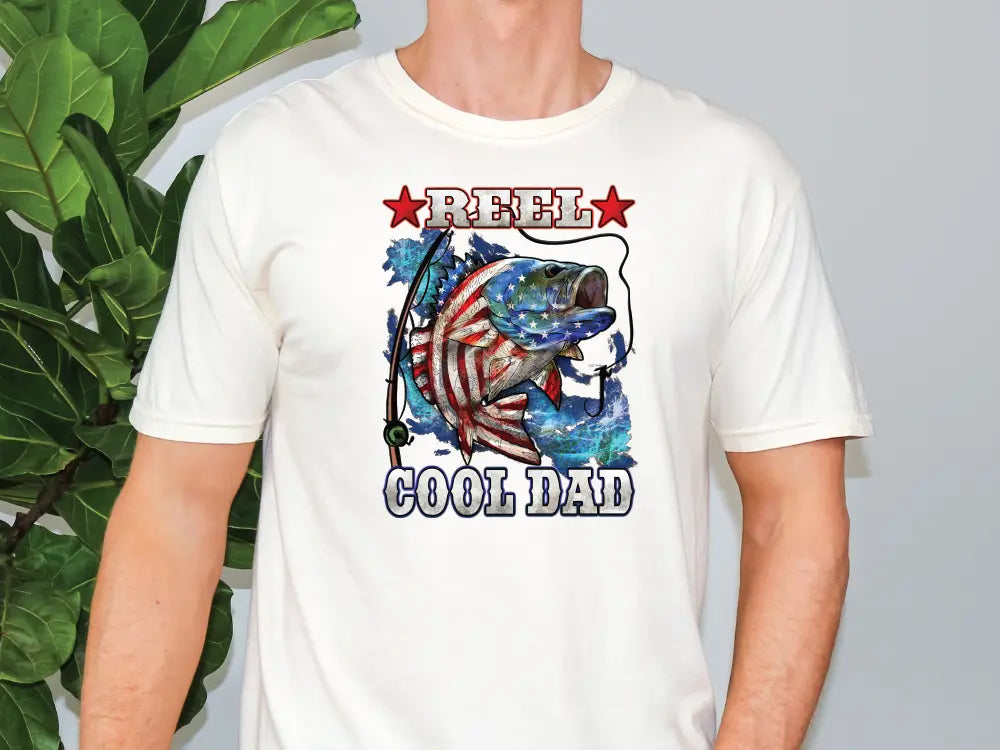 a man wearing a white t - shirt with an american flag on it