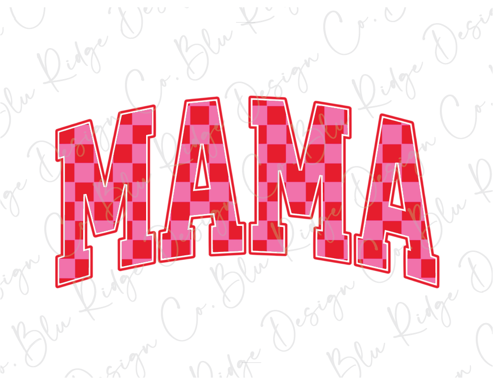 a red and white checkered word that says mama