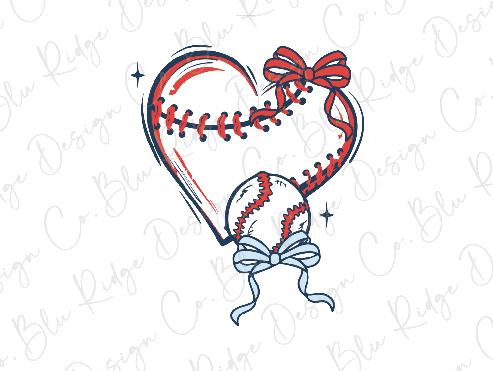 a heart shaped baseball with a bow on it