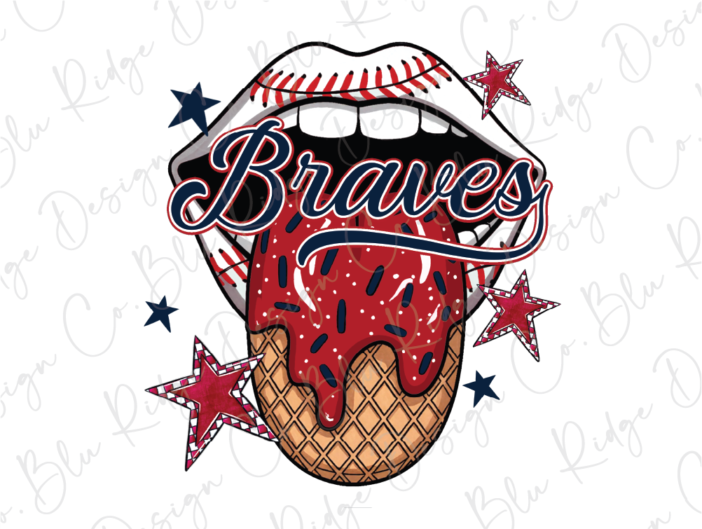 a drawing of a mouth with the word braves on it