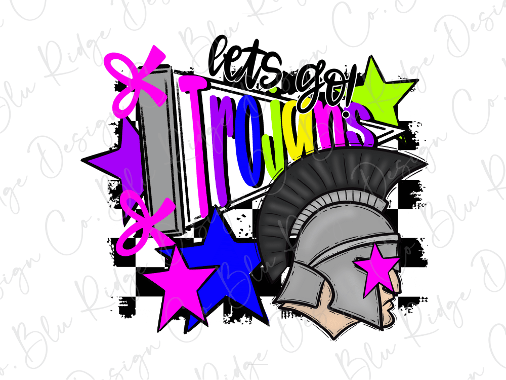 The image is a colorful and stylized graphic featuring a helmet with a star on it, surrounded by various shapes and patterns in shades of pink, purple, green, and black.