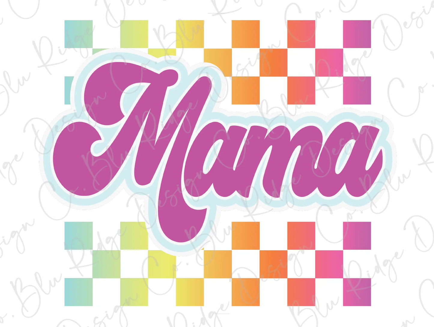 the word mama written in pink and yellow