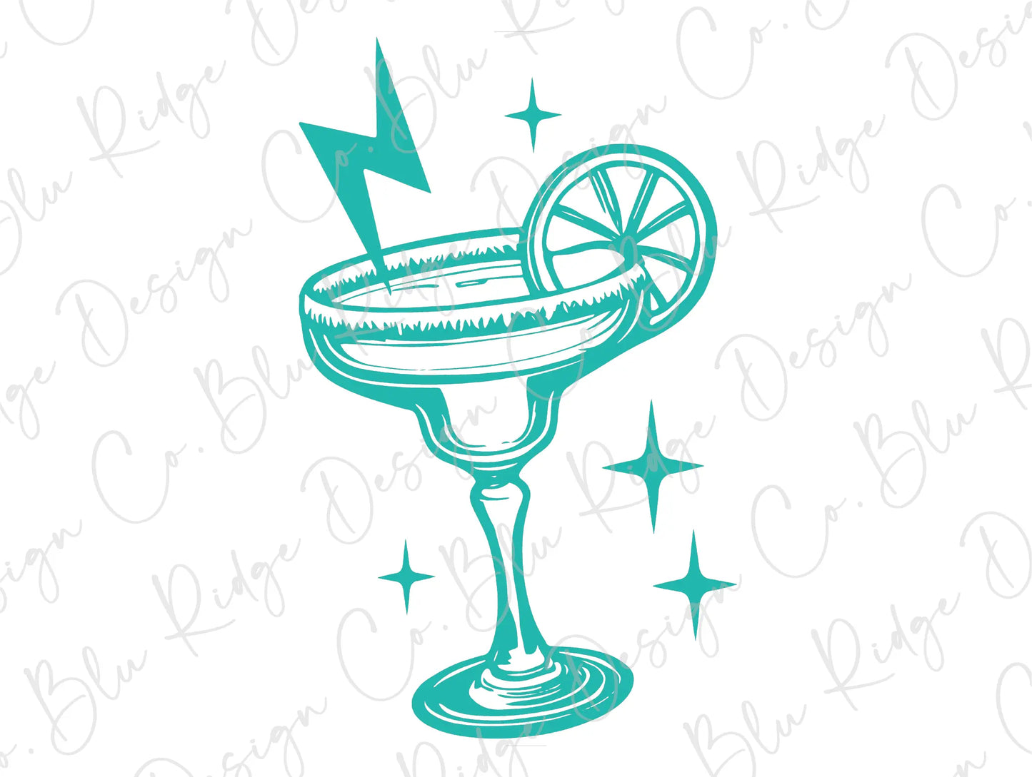 a drawing of a drink with a lightning bolt in the background